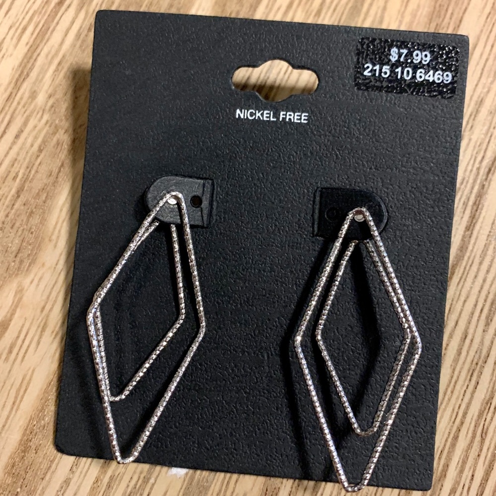 NWT Silver Diamond Hoops